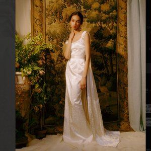 Markarian Ditsy Floral Gown With Shoulder Train- Wedding Dress, Unworn